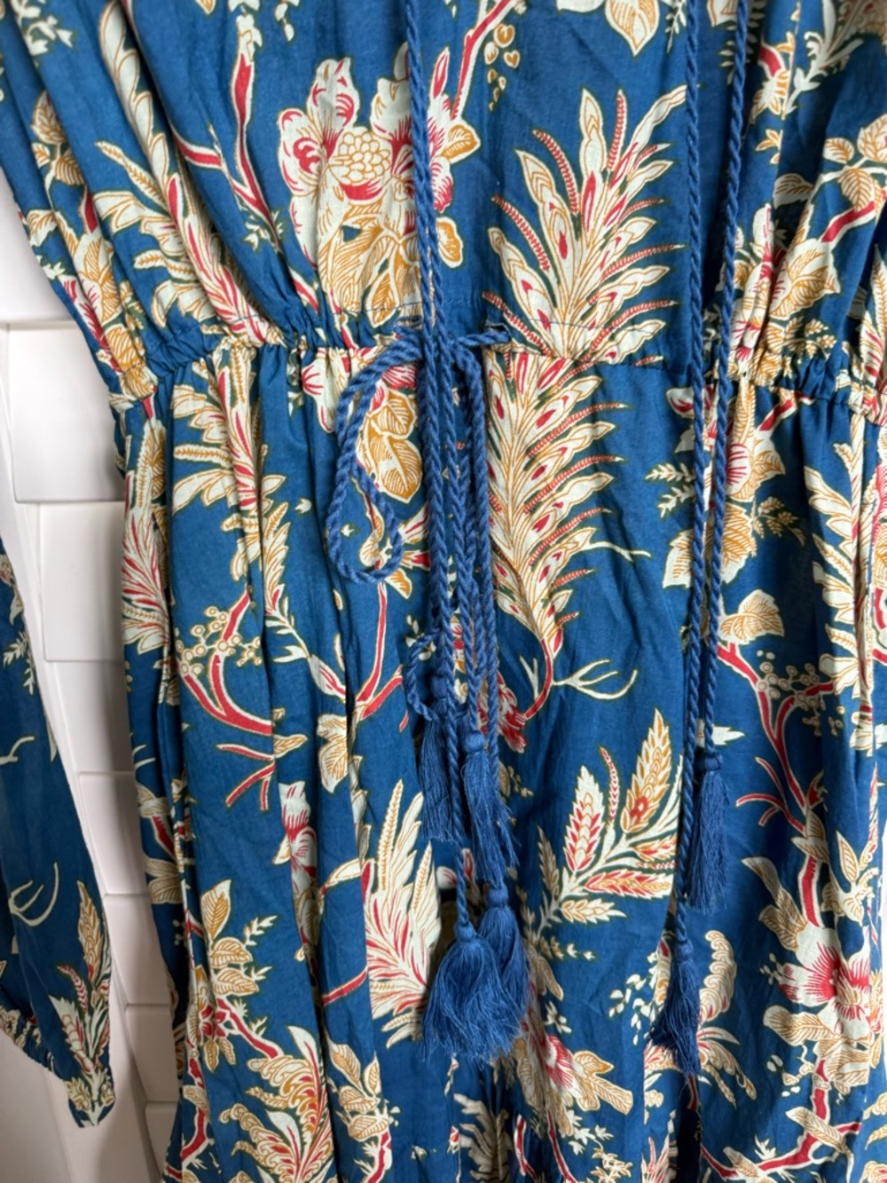 Mille Astrid Floral Long-Sleeve Midi Dress in Blue Size S NWOT - Picture 3 of 9